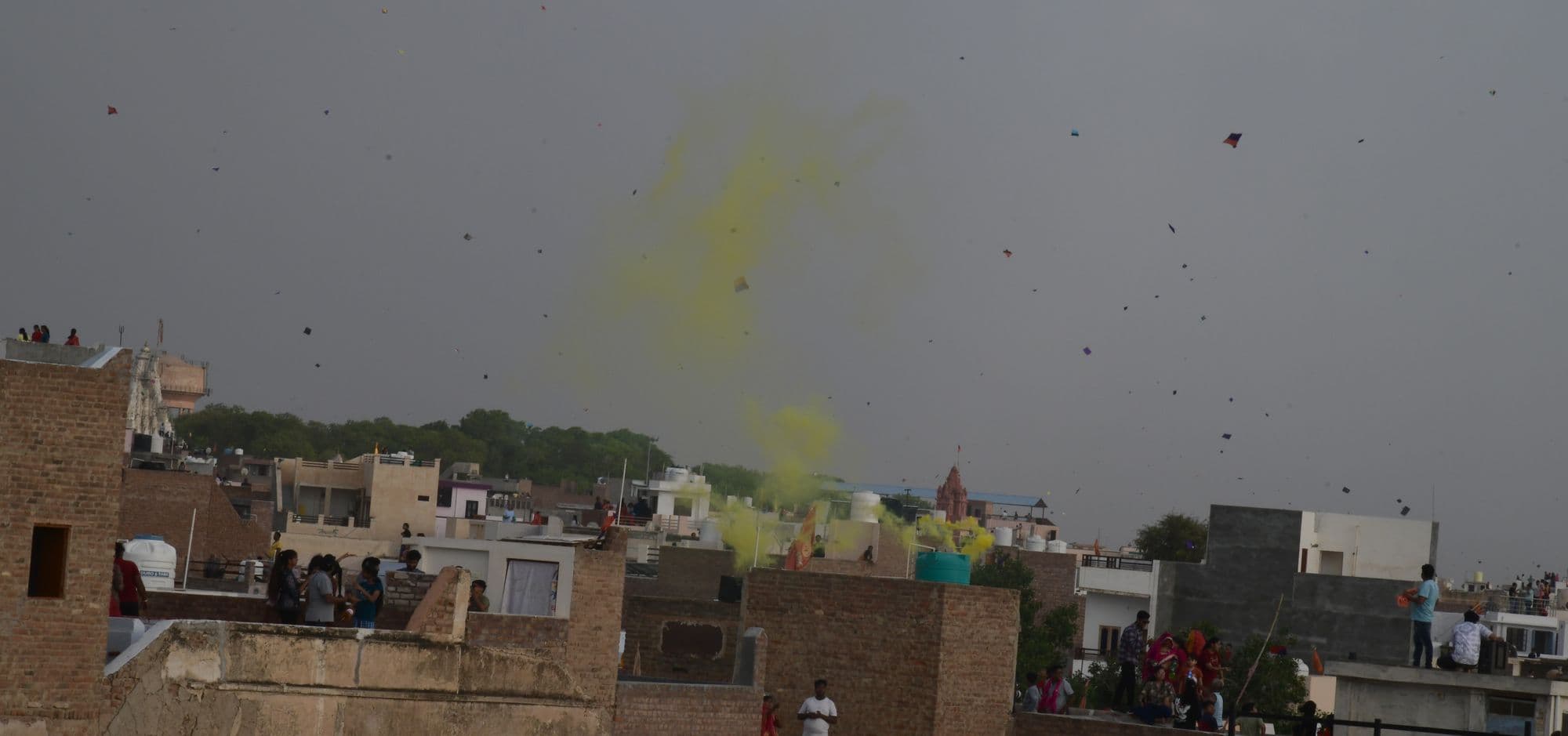 Kites decorated the sky with enthusiasm